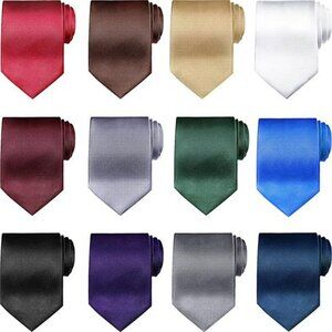 mens satin necktie set solid color ties formal wedding business office accessori